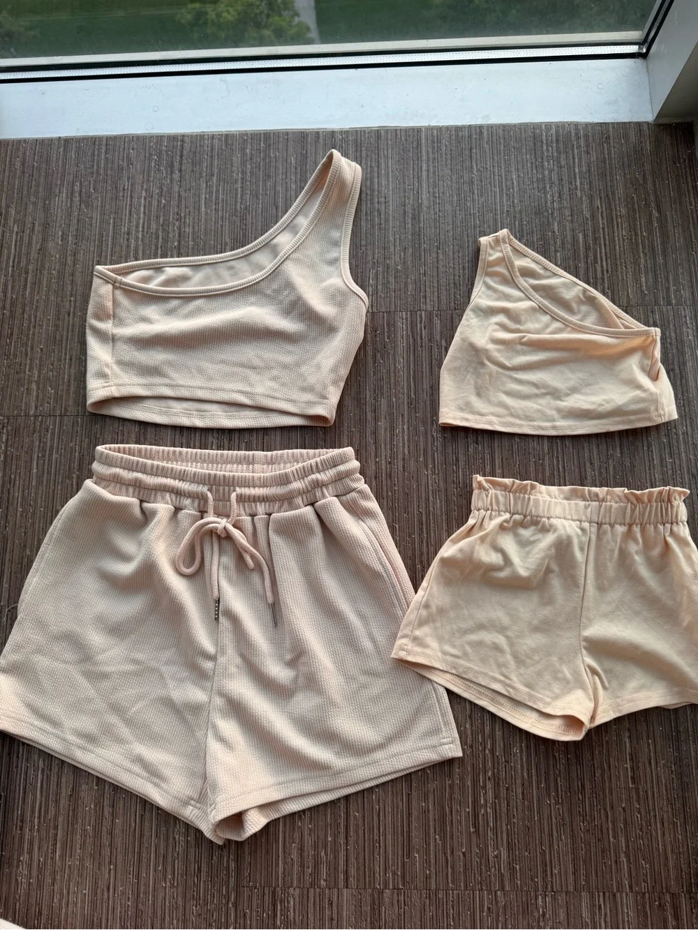 SHEIN Peach One-Shoulder Matching Kids Set - Top & Shorts.Women Size Extra Small